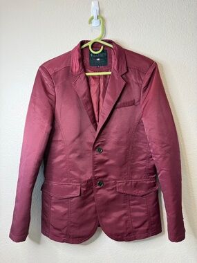 Lamasini Mens Burgundy Slim Fit Casual Blazer Sport Coat Jacket Size Small S